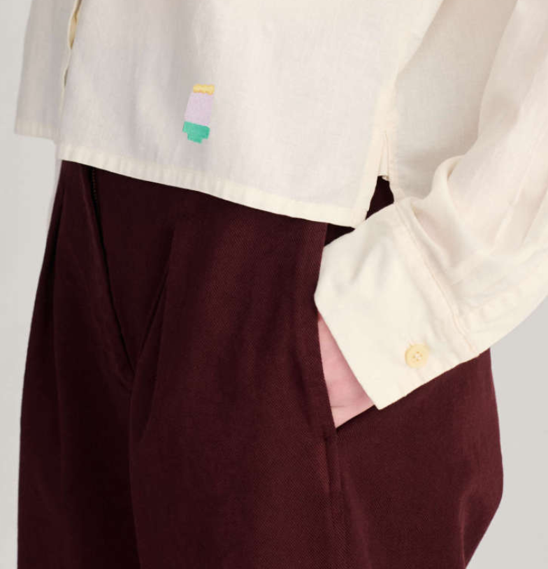 bobo choses adults - pleated twill wide‑leg pants, dark brown
