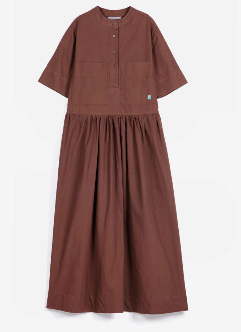 bobo choses adults - monster mug paper touch midi dress, dark brown