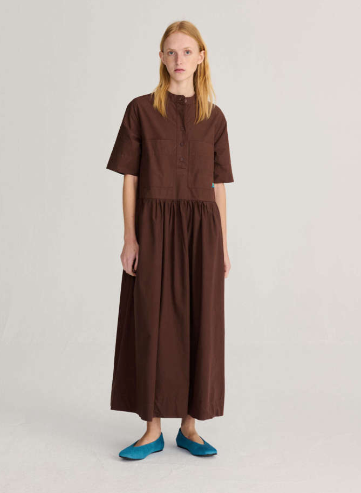 bobo choses adults - monster mug paper touch midi dress, dark brown