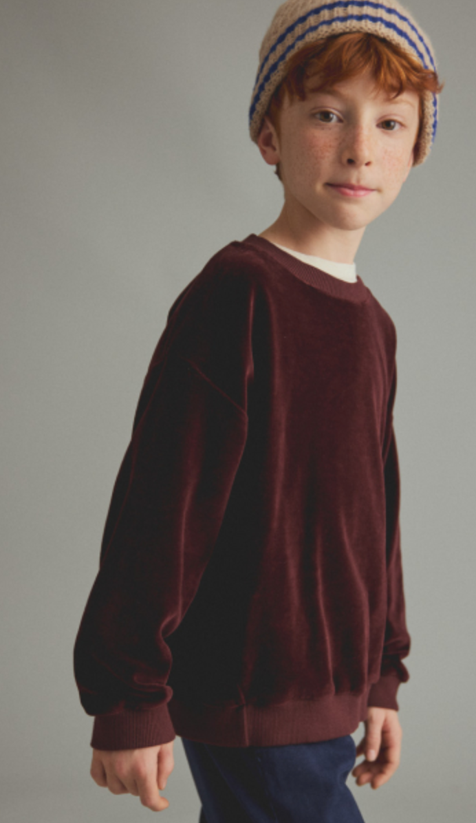 cozmo - rai, velour knit, sweatshirt, chocolate