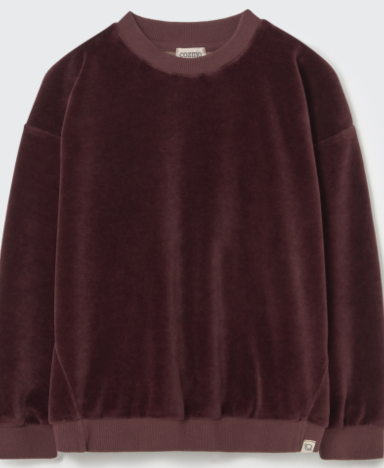 cozmo - rai, velour knit, sweatshirt, chocolate