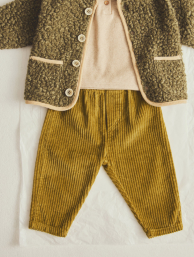 cozmo - miki, wide wale corduroy baby pants, green