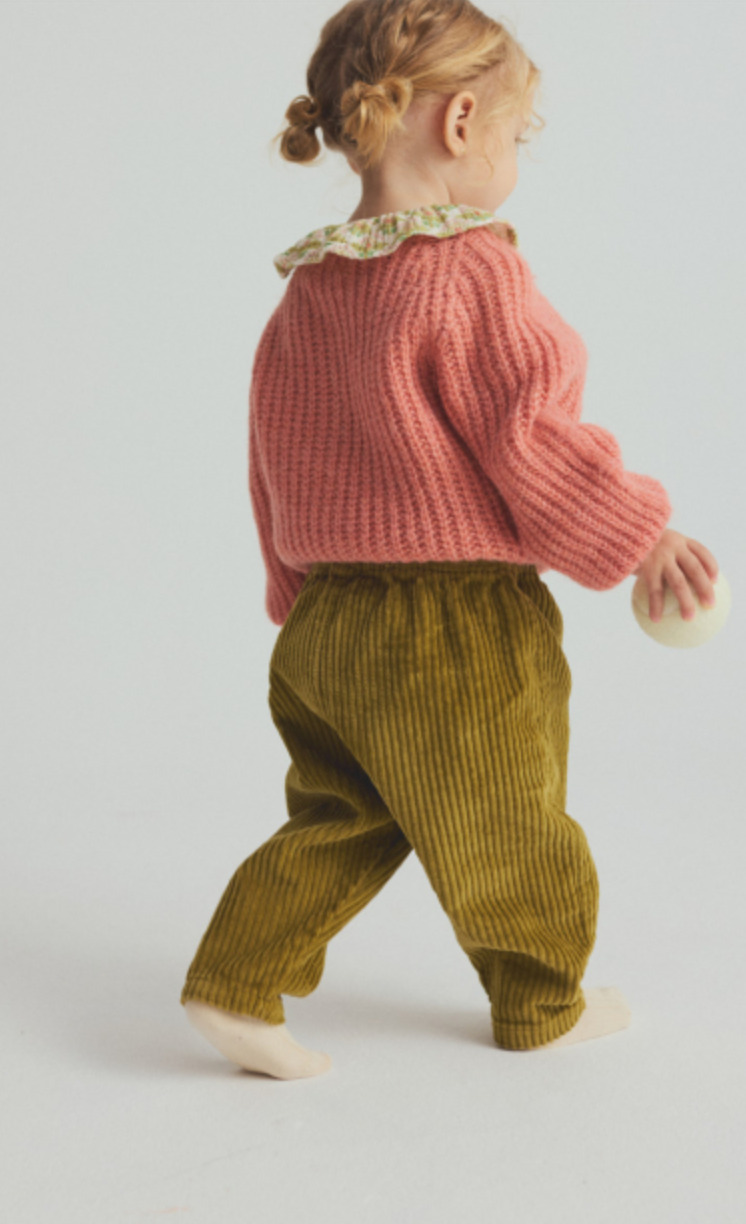cozmo - miki, wide wale corduroy baby pants, green