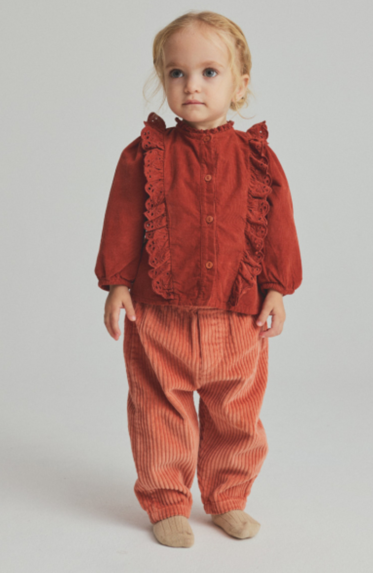 cozmo - miki, wide wale corduroy baby pants, pink
