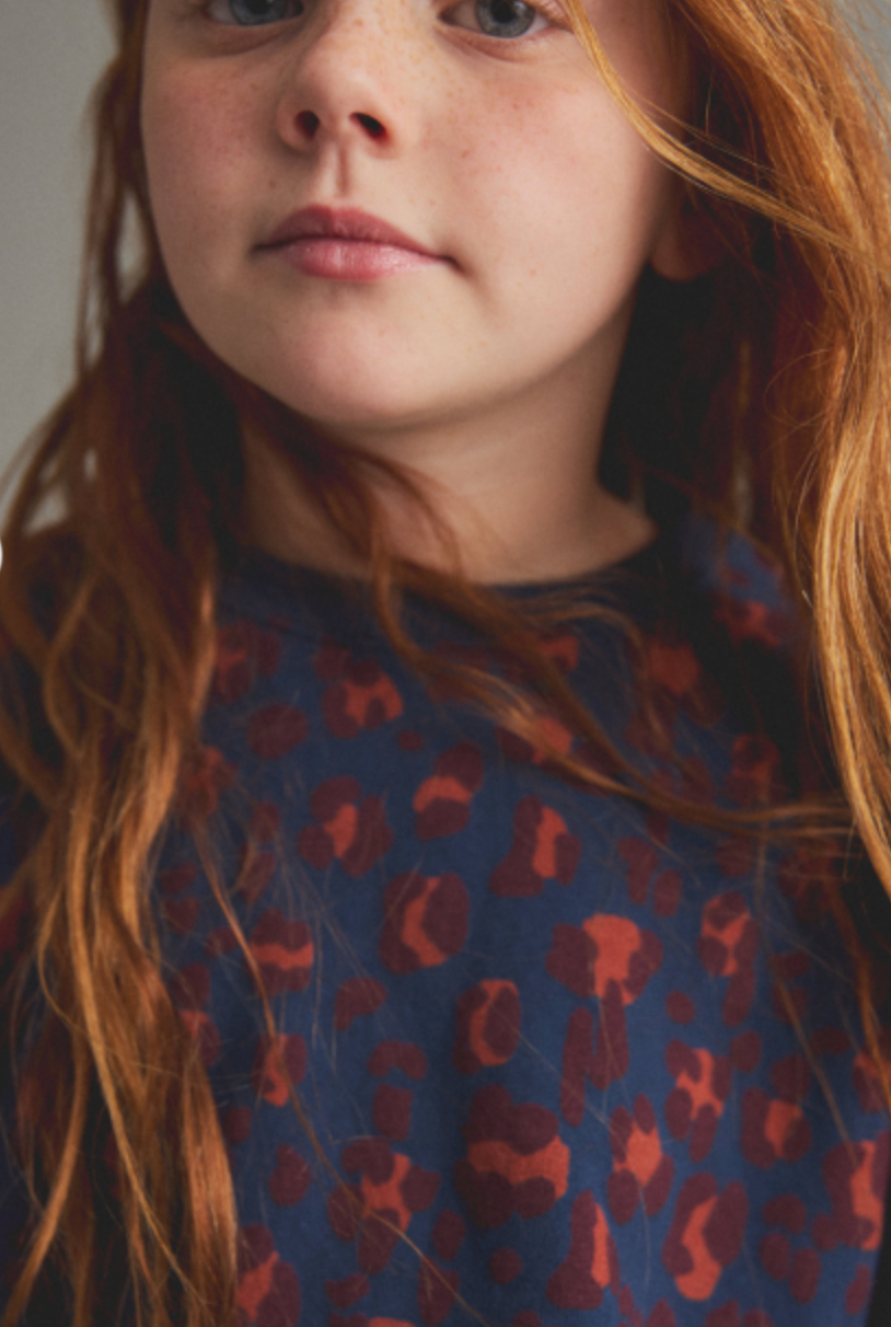 cozmo - elia, brushed animal print fleece sweatshirt, navy
