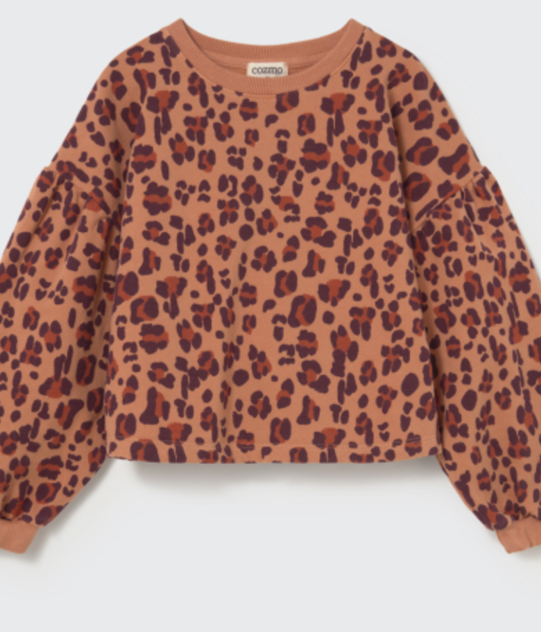 cozmo - elia, brushed animal print fleece sweatshirt, pink