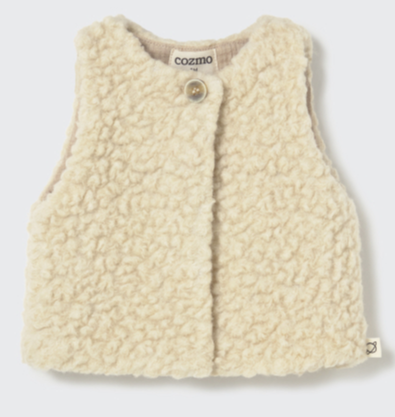 cozmo - parma, ivory sherpa knit baby vest