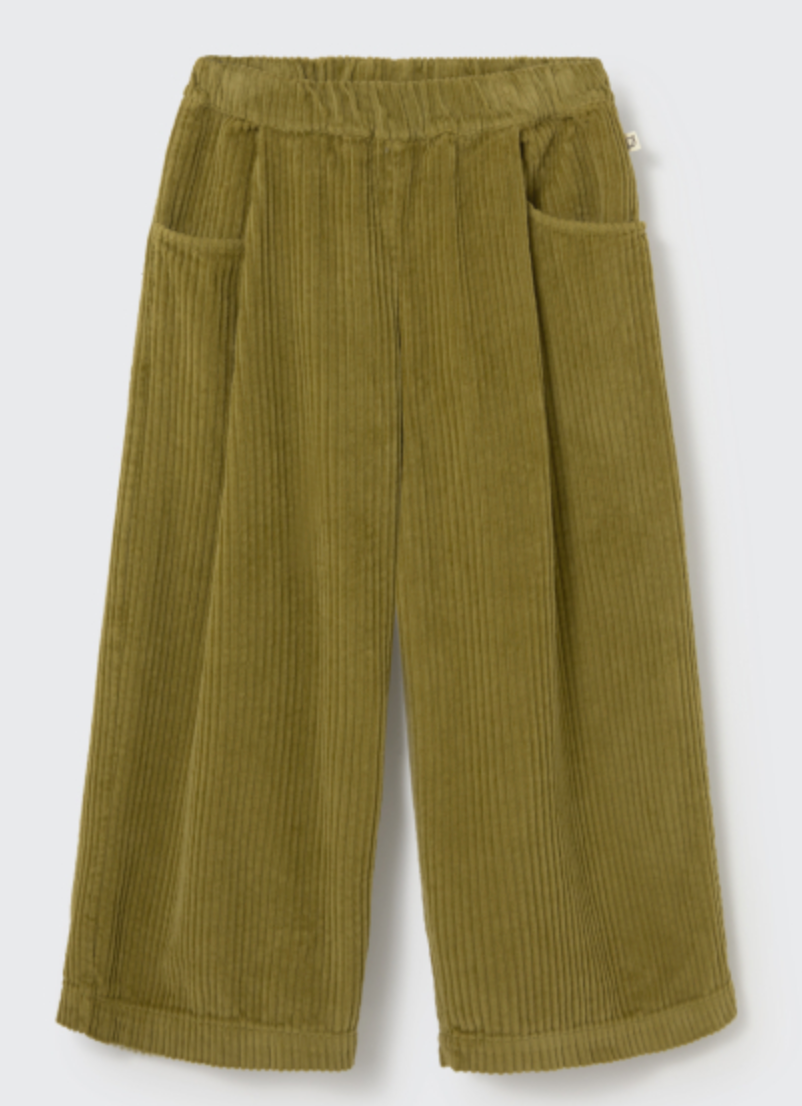 cozmo - aura, wide wale corduroy pants, green, wide-leg