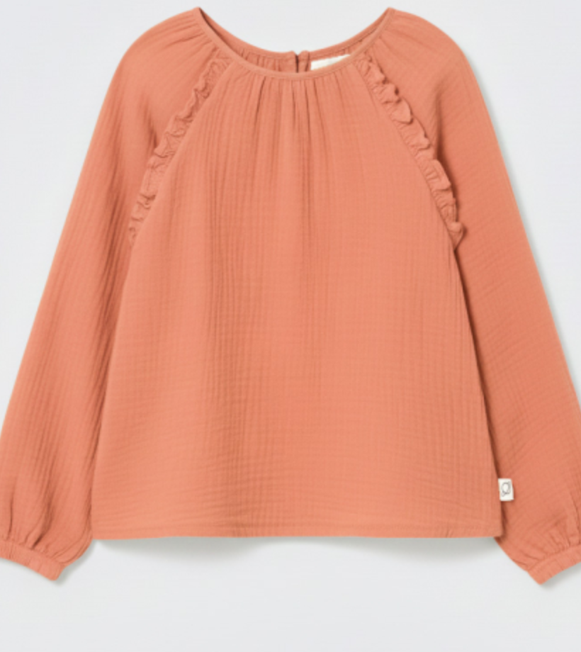 cozmo - anisa, textured soft cotton baby blouse, pink siena