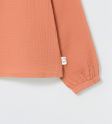 cozmo - anisa, textured soft cotton baby blouse, pink siena