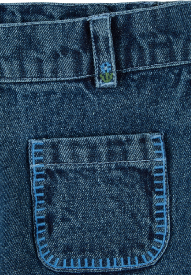 emile & ida enfants - pantalon poches brodées, denim