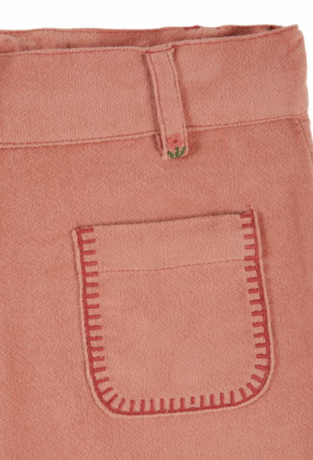emile & ida enfants - pantalon velours poche fleur, sakura