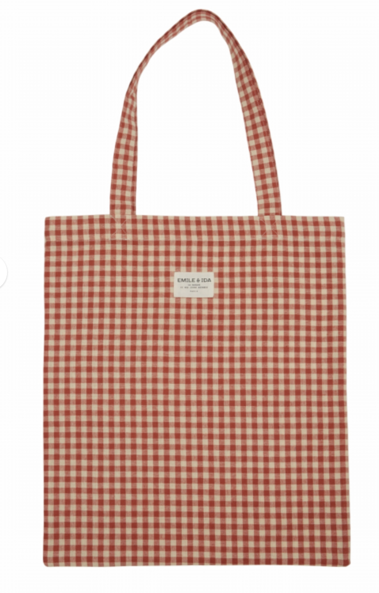 emile & ida femmes - tote bag, vichy acajou