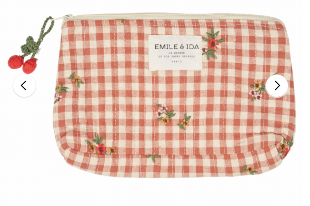 emile & ida femmes - trousse maquillage brodée, vichy