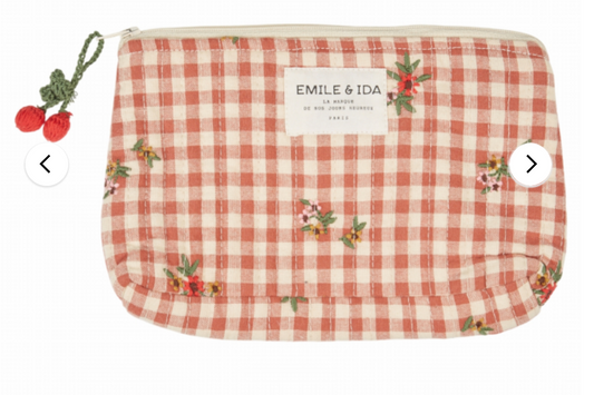 emile & ida femmes - trousse maquillage brodée, vichy