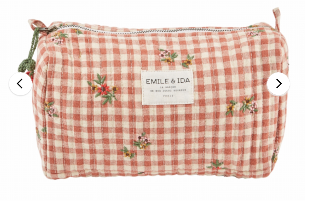 emile & ida femmes - trousse toilette brodée, vichy