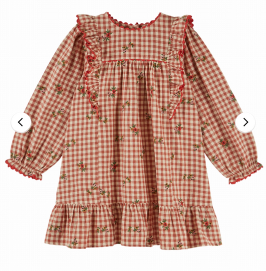 emile & ida enfants - robe brodée, vichy