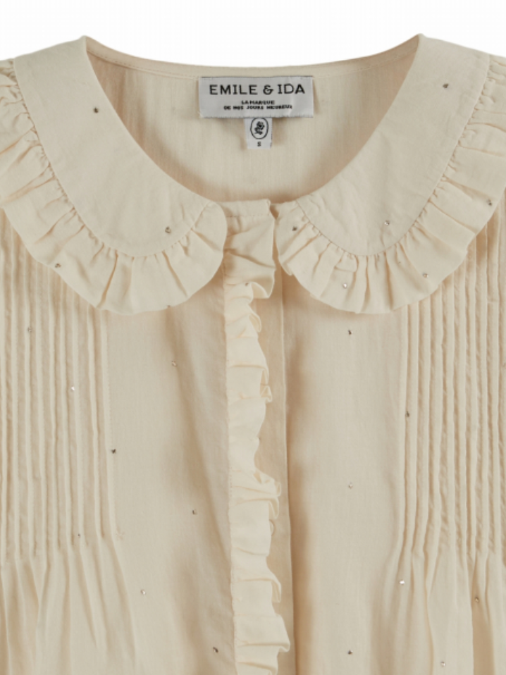 emile & ida femmes - blouse estellation, crème (volantée mukesh)
