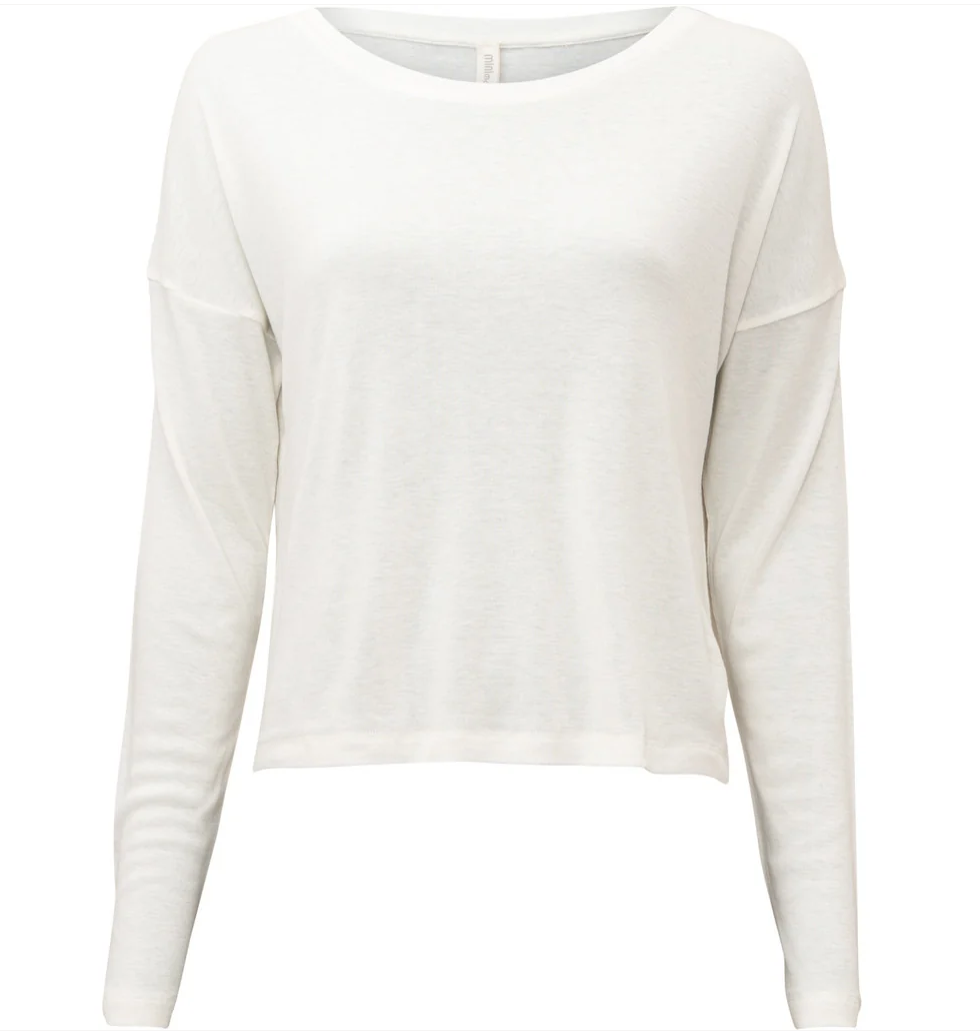 minimalisma - times, silk/wool long sleeve top, white