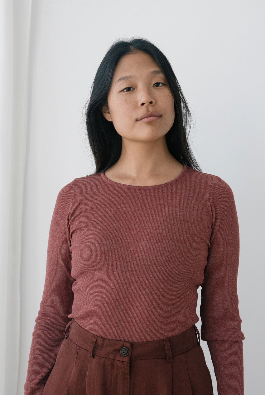 twothirds - arran longsleeve shirt, wine