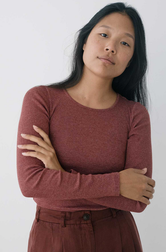 twothirds - arran longsleeve shirt, wine