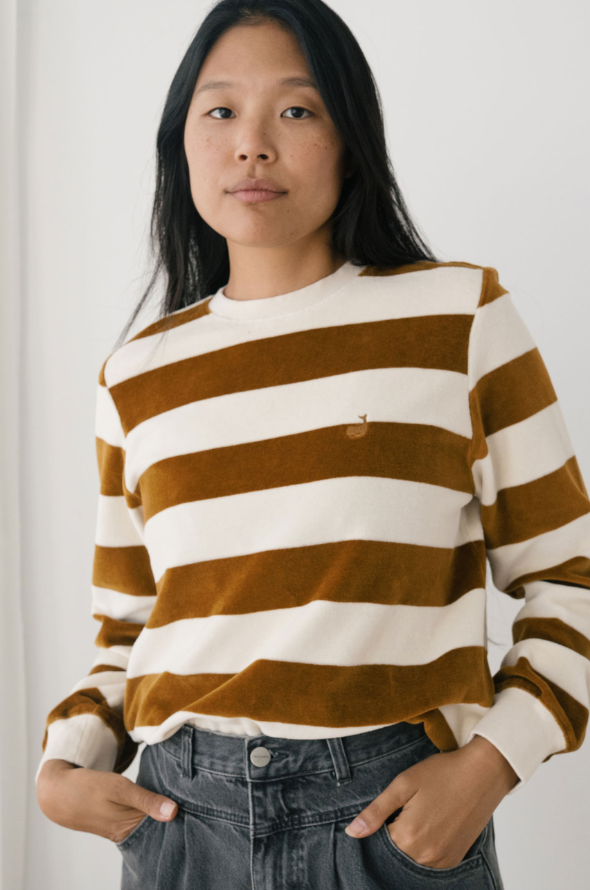twothirds - hawi longsleeve shirt, gold brown stripes