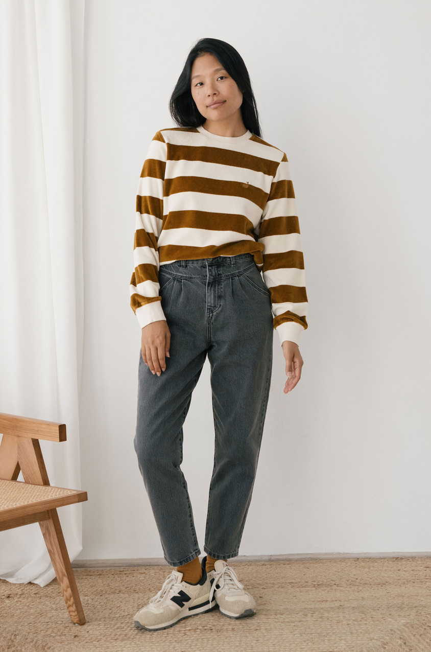 twothirds - hawi longsleeve shirt, gold brown stripes