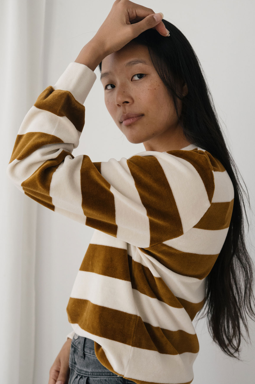 twothirds - hawi longsleeve shirt, gold brown stripes