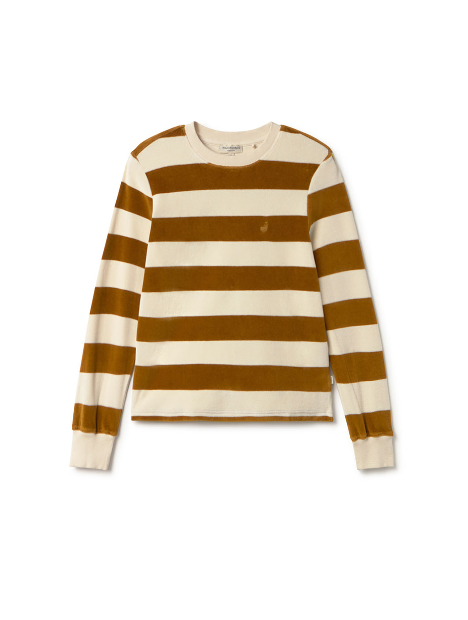 twothirds - hawi longsleeve shirt, gold brown stripes