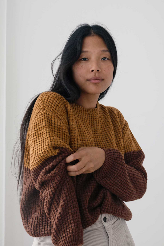 twothirds - teresa bicolour jumper, terracotta