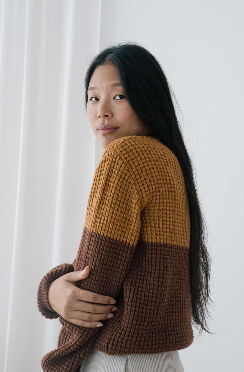 twothirds - teresa bicolour jumper, terracotta