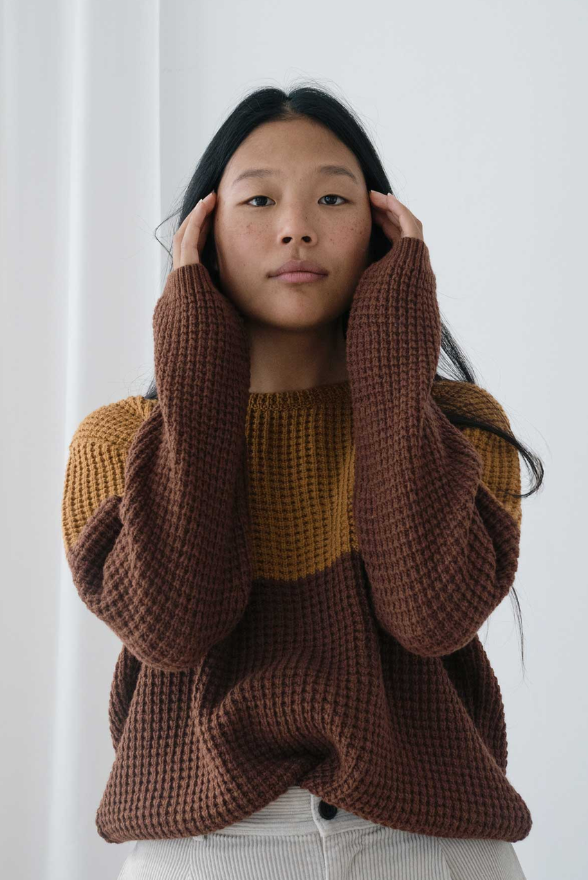 twothirds - teresa bicolour jumper, terracotta