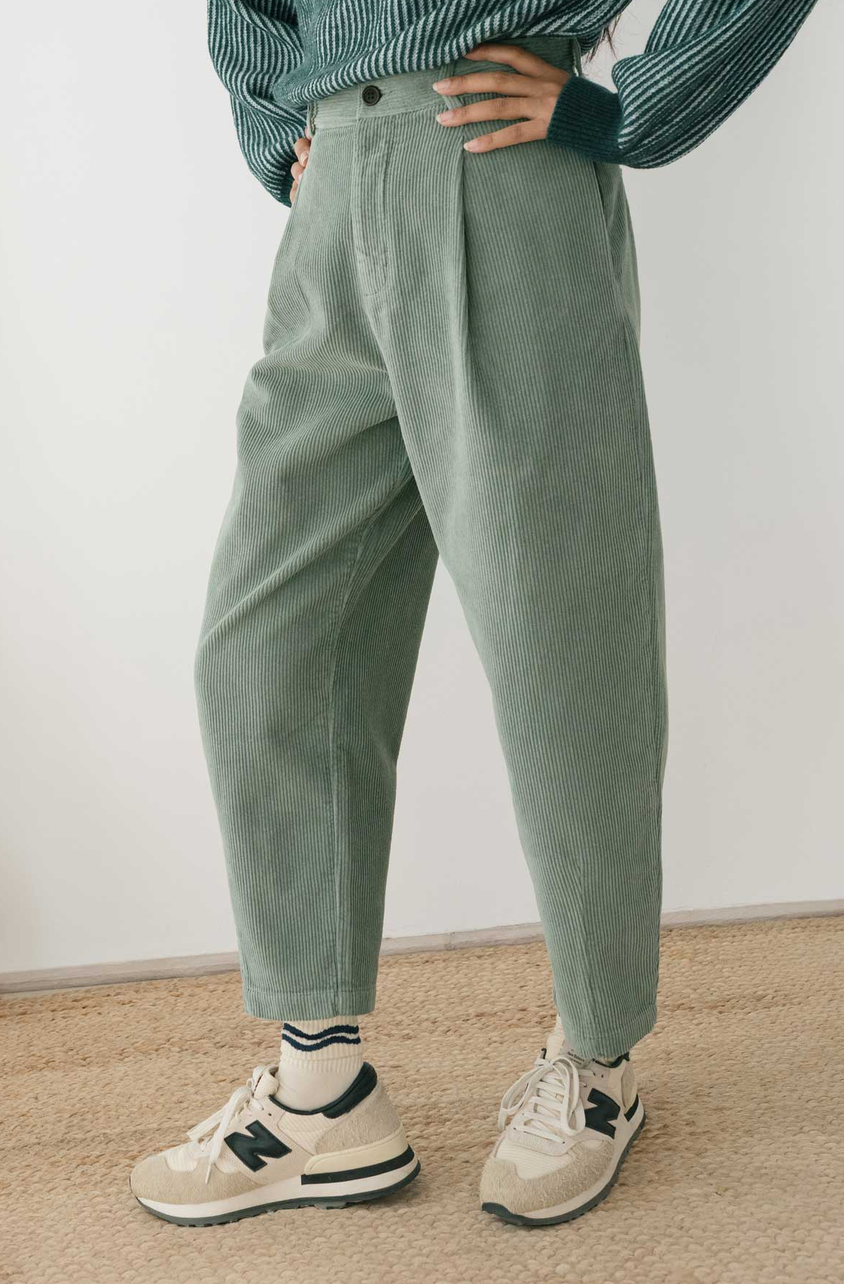 twothirds - haruku corduroy trousers, washed green