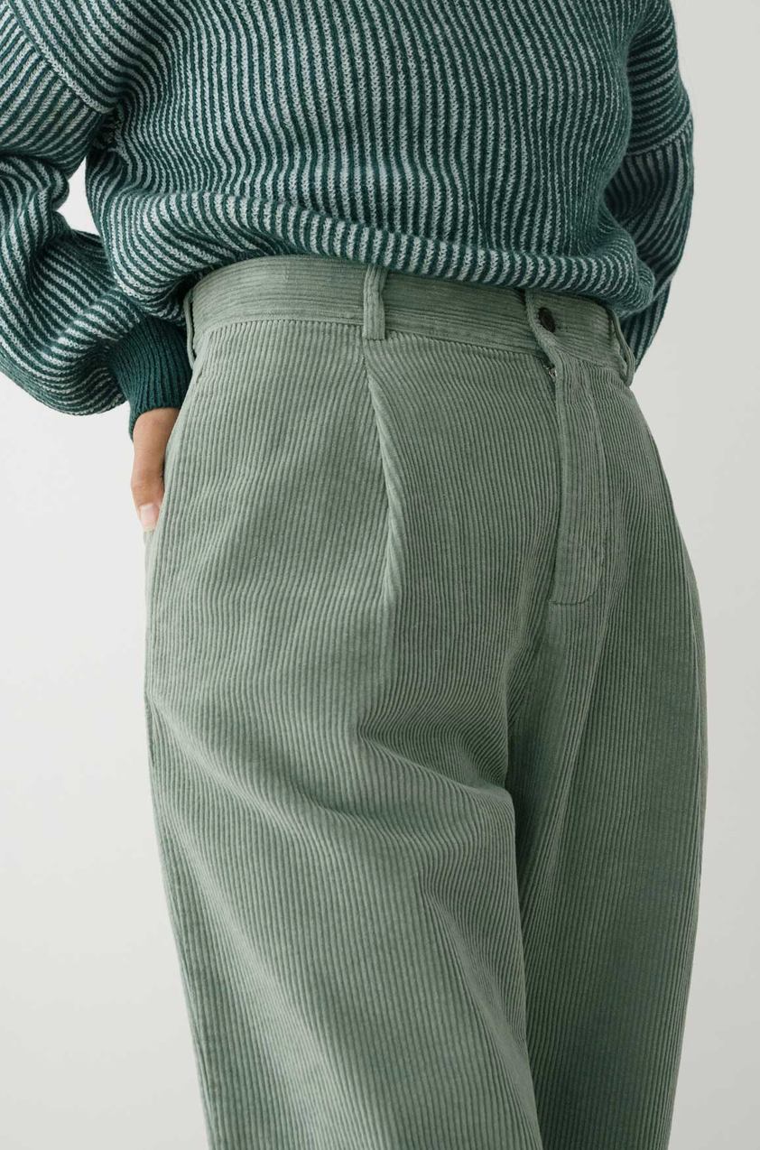 twothirds - haruku corduroy trousers, washed green