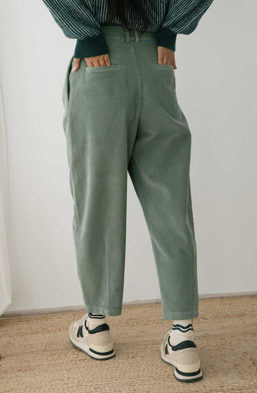 twothirds - haruku corduroy trousers, washed green