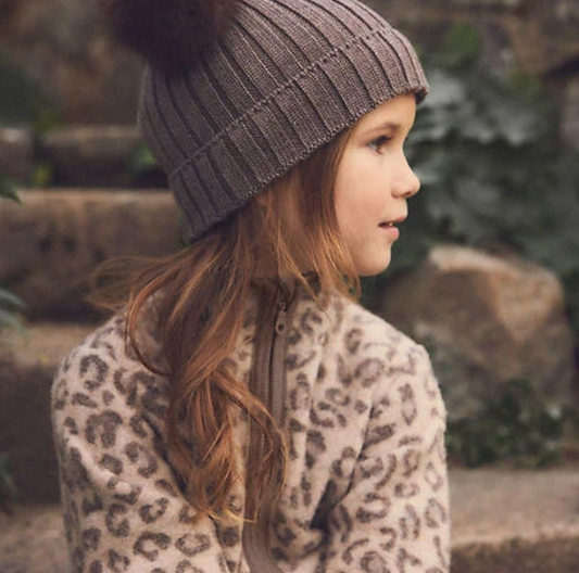 huttelihut - jacket wool fleece jacquard, camel melange (62-110)