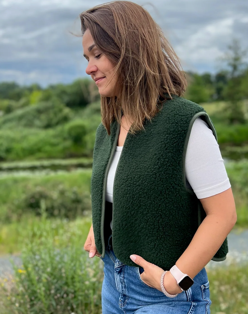 alwero - gilet camino uni, dark green, light