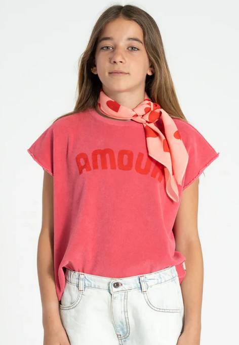 piupiuchick - sleeveless top, pink with amour print - Lubus & moi