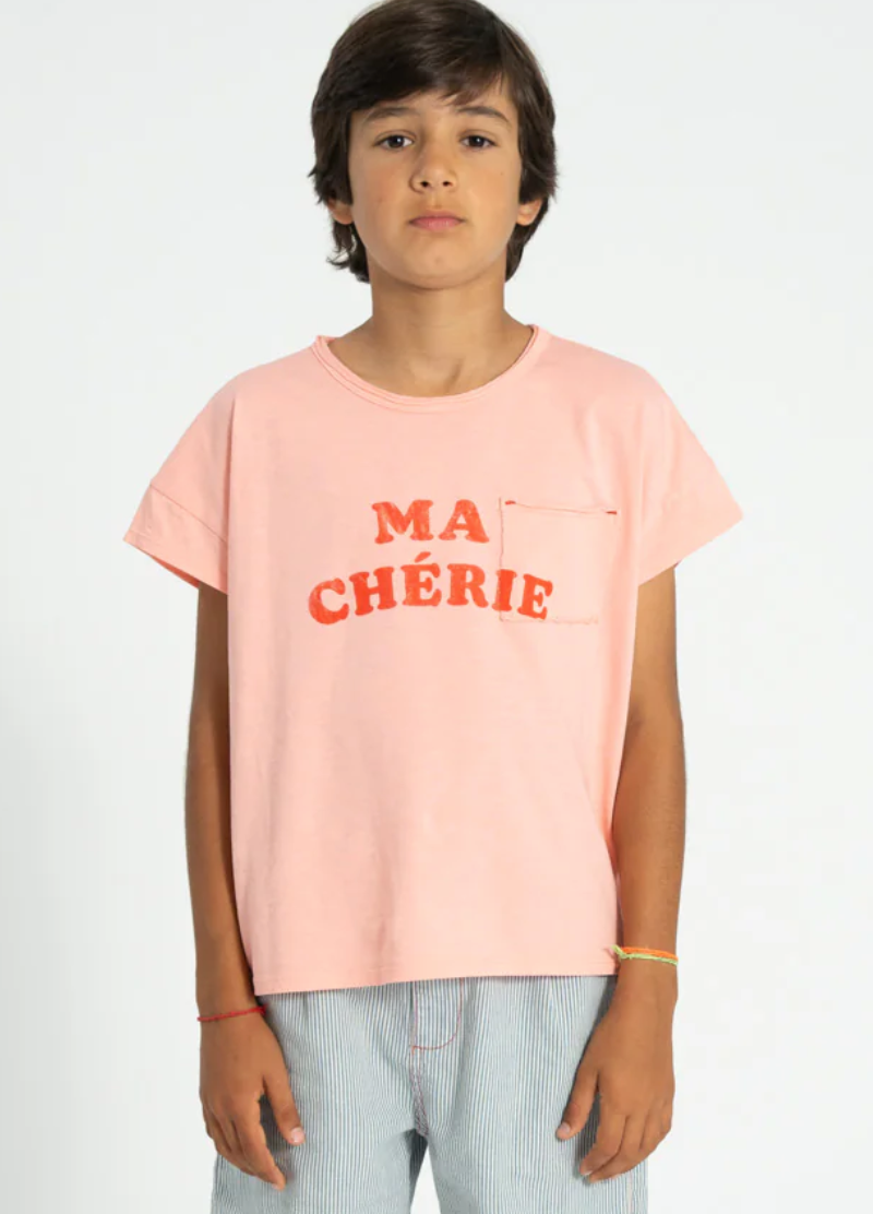 piupiuchick - t shirt light pink with ma chérie print - Lubus & moi