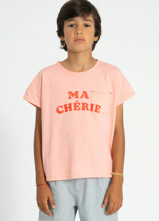 piupiuchick - t shirt light pink with ma chérie print - Lubus & moi