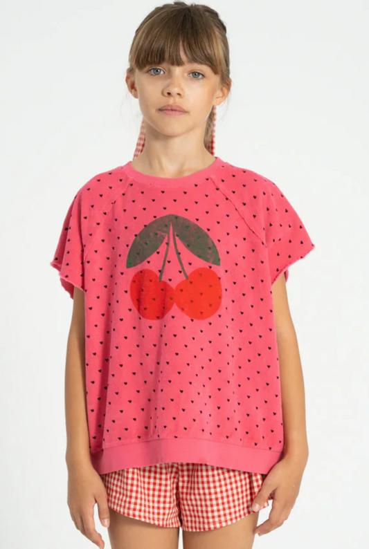 piupiuchick - sleeveless sweatshirt, pink with cherry print - Lubus & moi