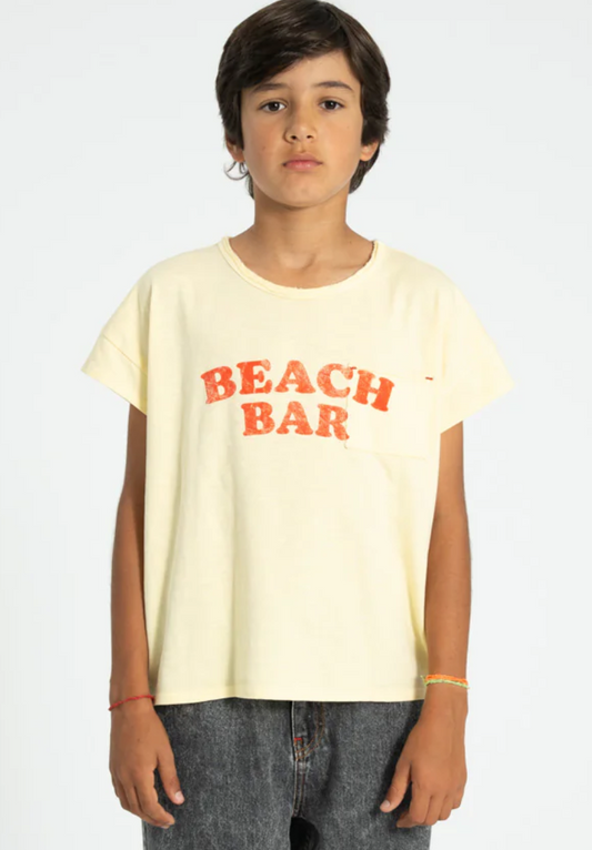 piupiuchick - t shirt light yellow with beach bar print - Lubus & moi