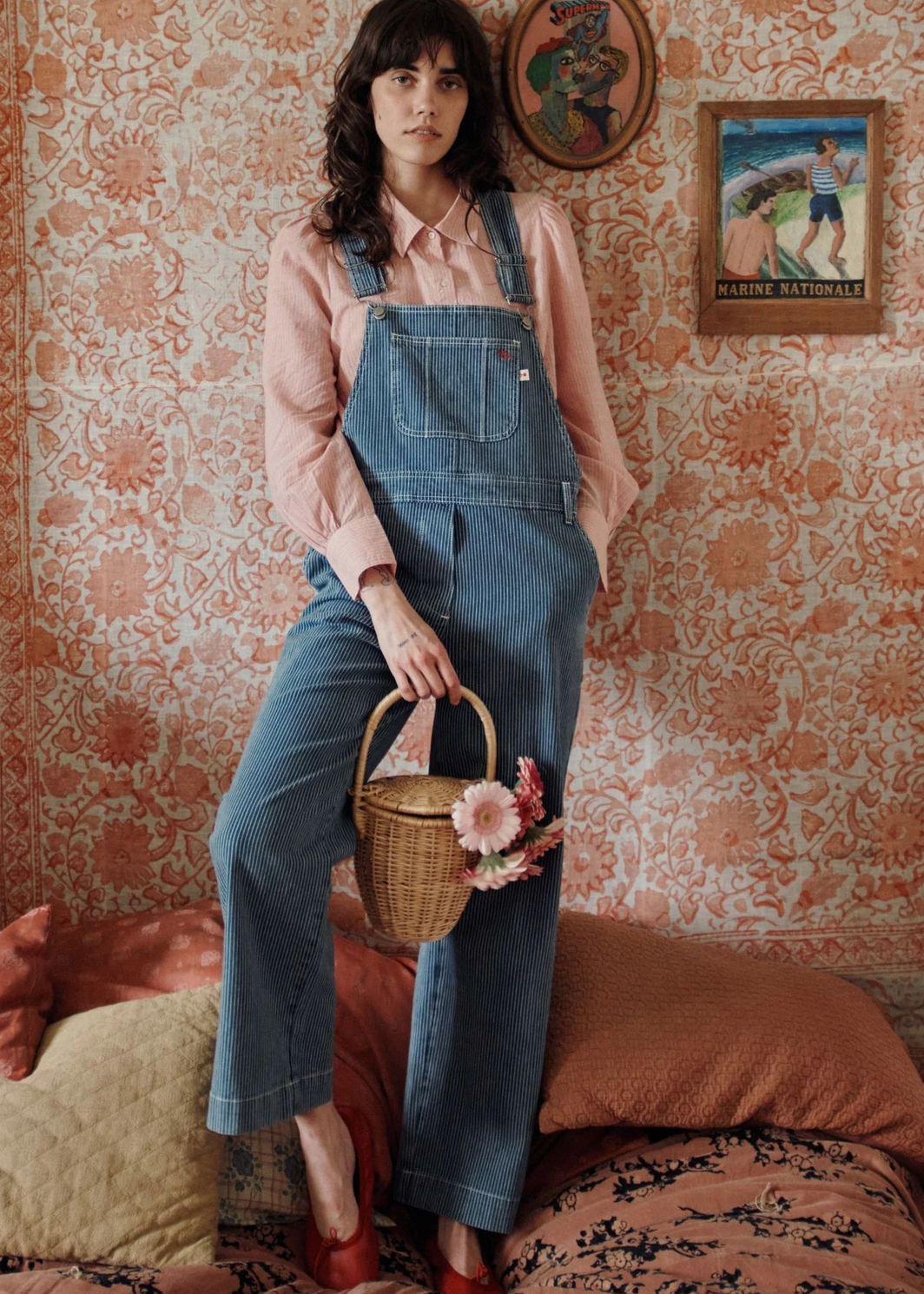 emile & ida femmes - salopette denim raye