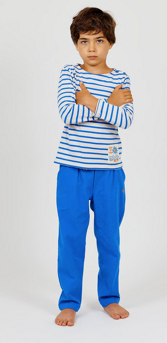 arsène et les pipelettes - pantalon coton rustique, cobalt