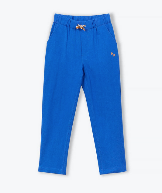 arsène et les pipelettes - pantalon coton rustique, cobalt