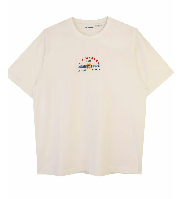 L.F.MARKEY - logo embroidered tee, ecru 4