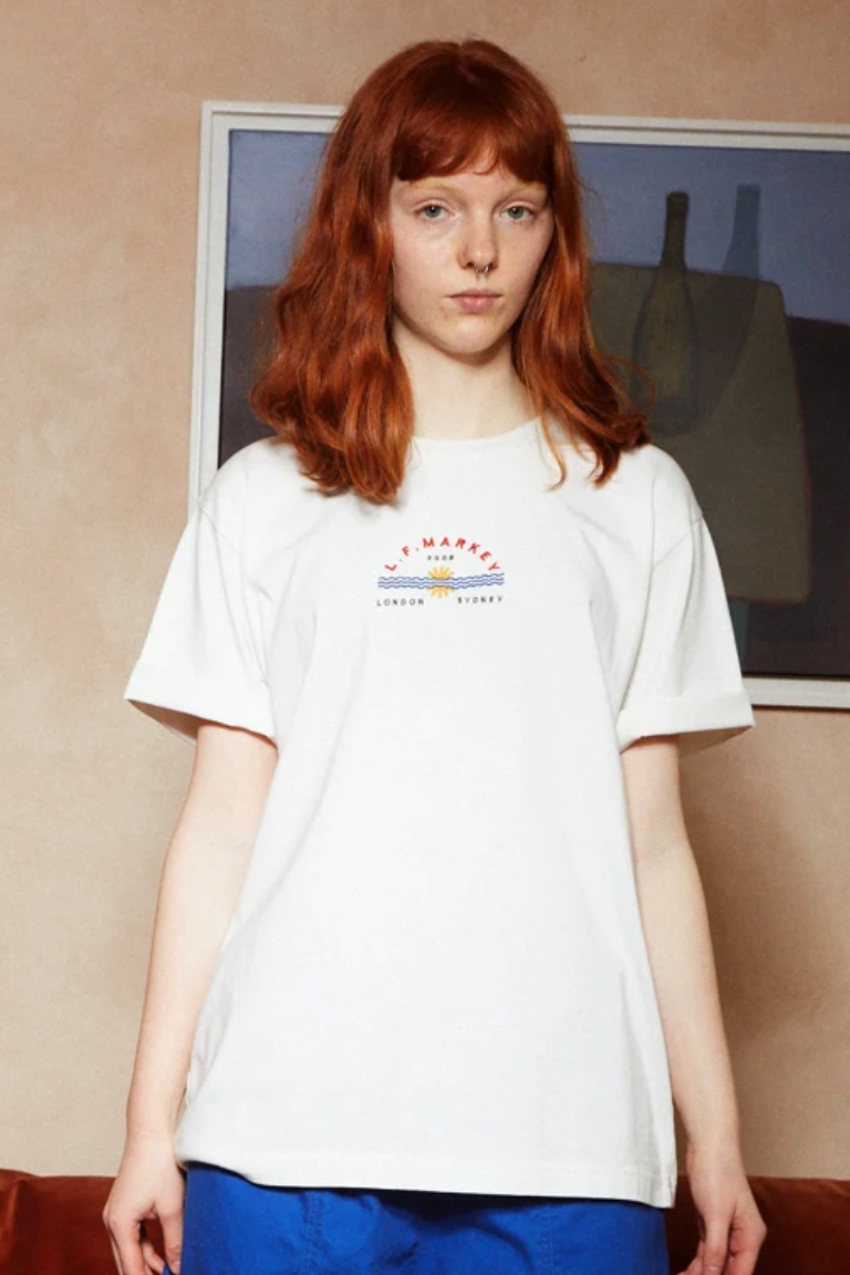 L.F.MARKEY - logo embroidered tee, ecru 4