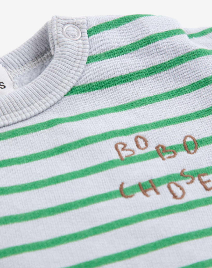 bobo choses kids - stripes sweatshirt, grey & green