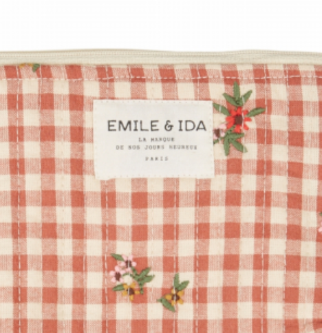 emile & ida femmes - trousse maquillage brodée, vichy