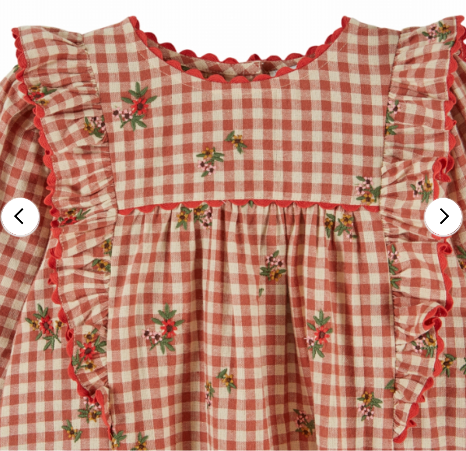 emile & ida enfants - robe brodée, vichy